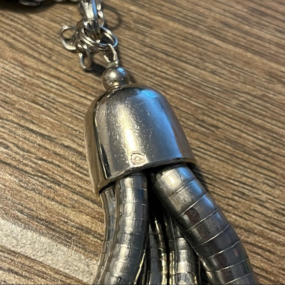 5 Strand Liquid Silver Turquoise Bold Necklace Southwest Style Statement Chunky - Picture 7 of 7